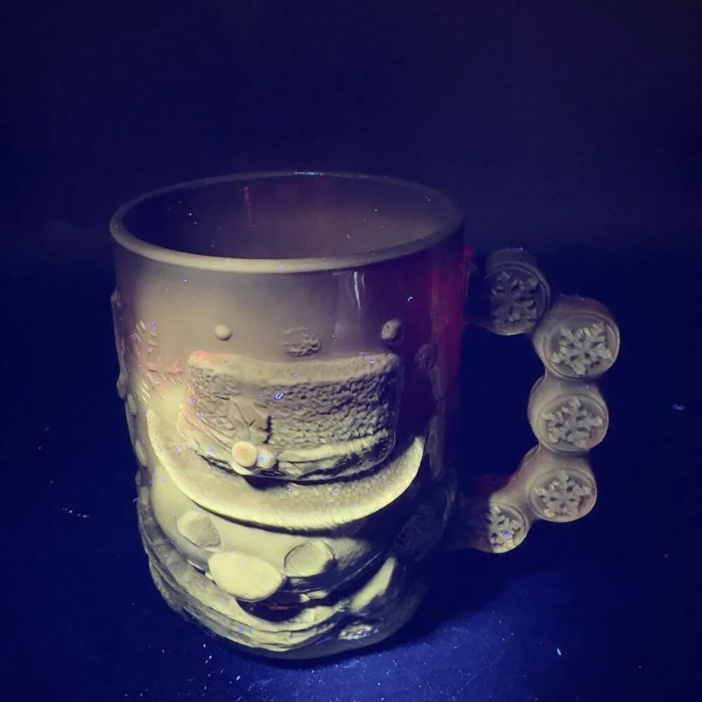 Luminarc Arcoroc Ruby Red Thick Heavy Glass Mug Cup Set Manganese 365nm UV Glow - Picture 4 of 13